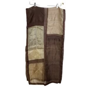 Anichini by Diviya Silk Scarf Brown Cream Sheen Rectangle Sheer Panels 19x77in